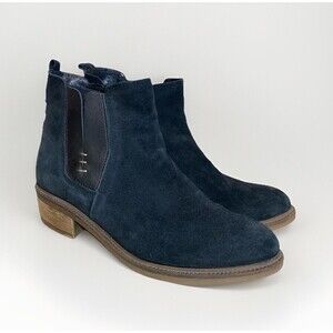 ERIC MICHAEL Ankle Boots Sz 9 EU 40 Black Suede And Leather Pointed Toe